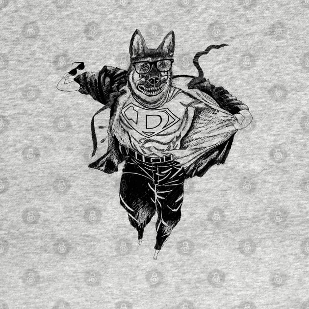 Super German Shepard, dog, guard dog, Parody Fun Super Hero! by BullShirtCo